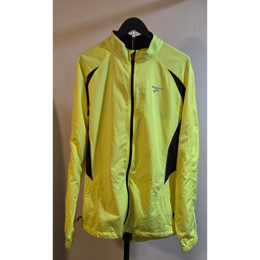 Brooks Nightlife Vented Running Jacket Mens Size XL Yellow Green